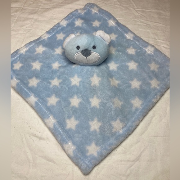 Swiggles Blue Teddy Bear Lovey Security Blanket White Stars Comfort Plush - Picture 1 of 6